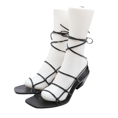 Knotted Leather Sandals in Black