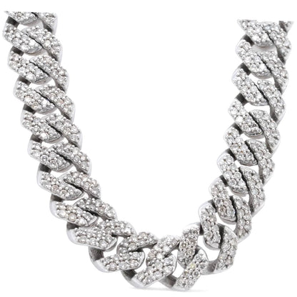 10K White Gold Diamond Pave Cuban Necklace