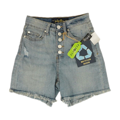 Blue Solid Denim Shorts