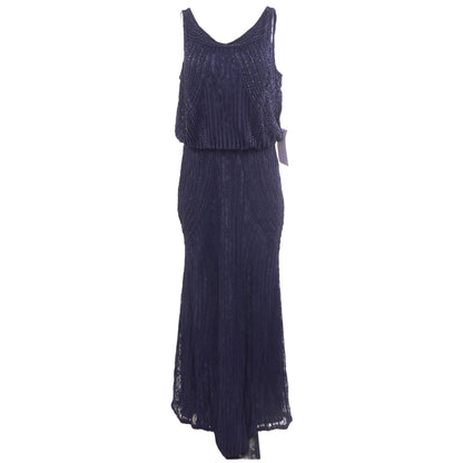 Navy Embellished Sleeveless Blouson Mermaid Gown