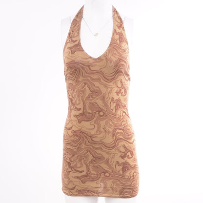 Brown Graphic Mini Dress