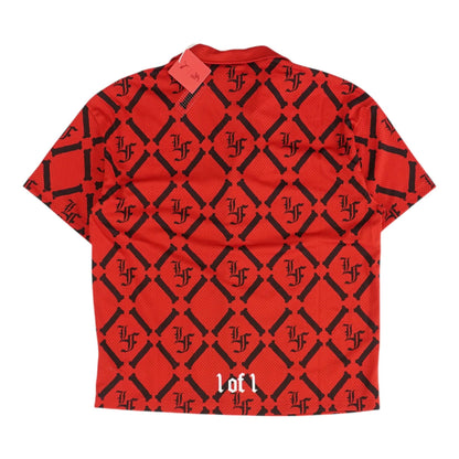 Red Graphic Short Sleeve Button Down