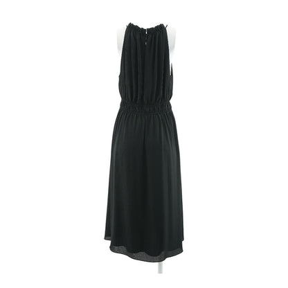 Black Solid Midi Dress