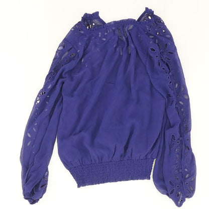 Indigo Solid Long Sleeve Blouse