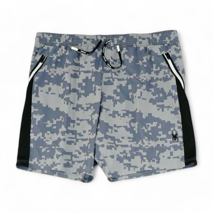 Gray Geometric Active Shorts