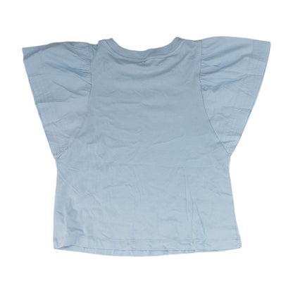 Blue Solid Short Sleeve Blouse