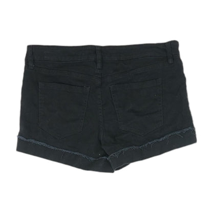 Black Solid Denim Shorts