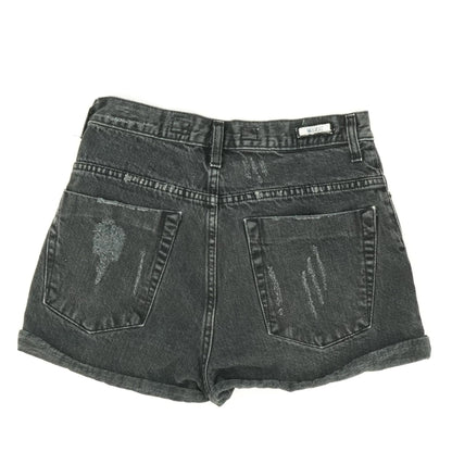 Black Solid Denim Shorts