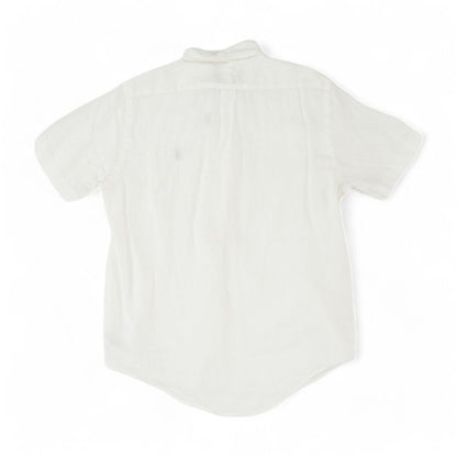 White Solid Short Sleeve Button Down