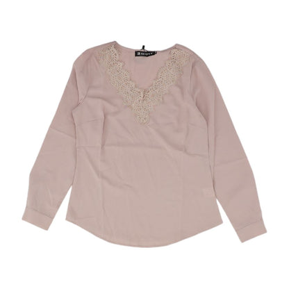 Pink Solid Long Sleeve Blouse