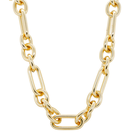 Gold Tone Paper Clip Chain Necklace