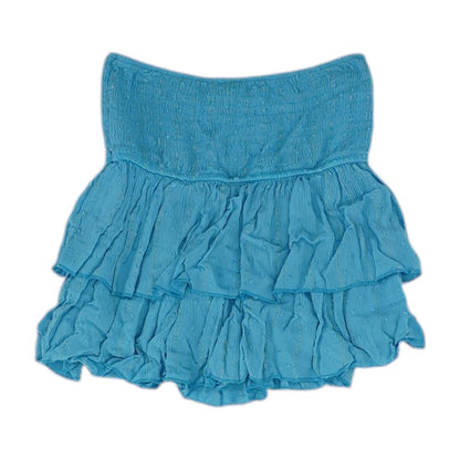 Blue Solid Skort Skirt