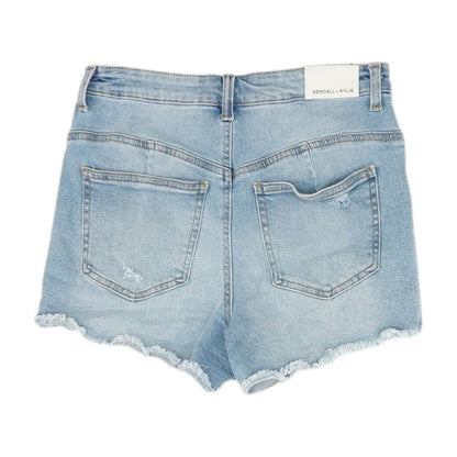 Blue Solid Denim Shorts