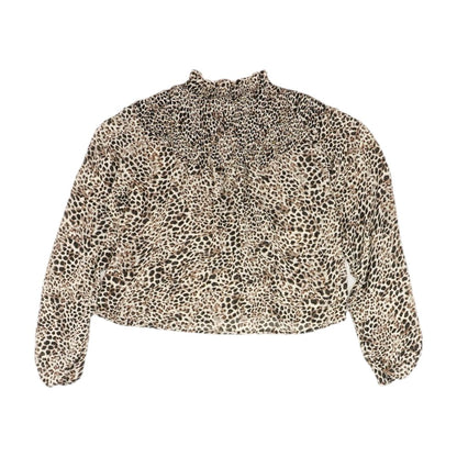 Beige Animal Print Long Sleeve Blouse