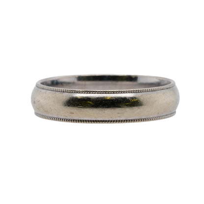 14K White Gold Comfort Fit Plain Band With Milgrain Edge