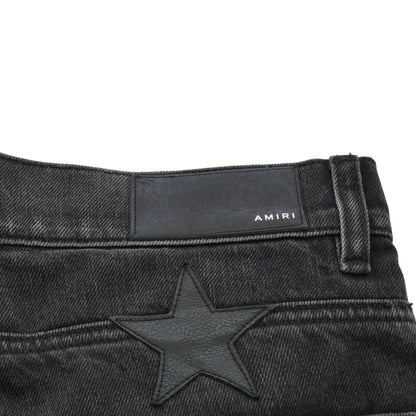 Black x Chemist Leather Star Straight Jeans