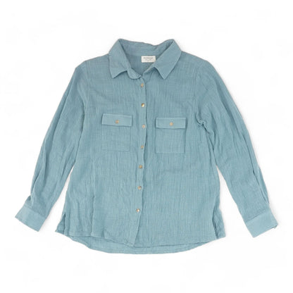 Blue Solid Button Down