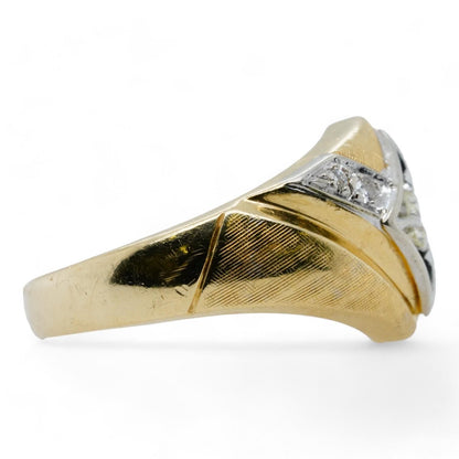 14K Two Tone Gold Diamond Signet Ring