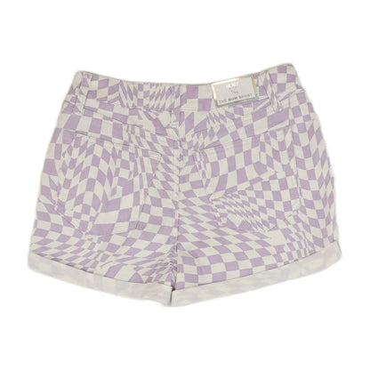 Lavender Geometric Denim Shorts