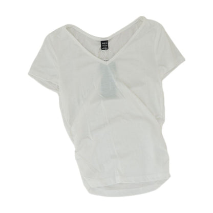 White Solid Short Sleeve Blouse