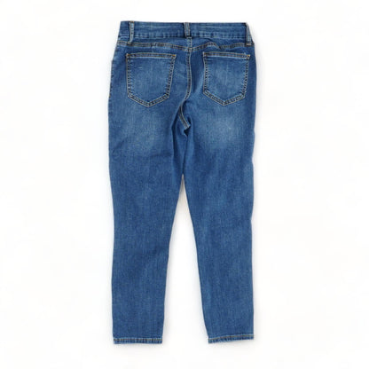 Blue Solid Mid Rise Slim Leg Jeans