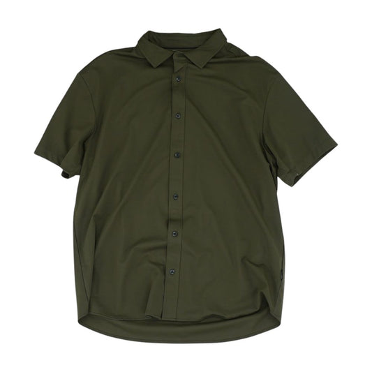 Olive Solid Short Sleeve Button Down