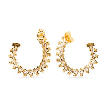 10K Gold Round Diamond U Stud Earrings