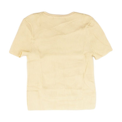 Yellow Solid Crewneck Knit Top