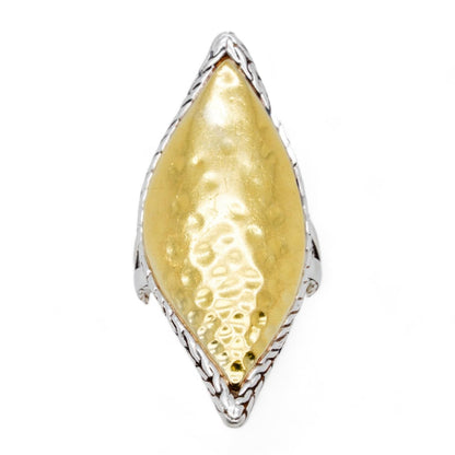 Sterling Silver And 18K Gold Hammered Leaf Ring