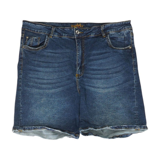 Blue Solid Denim Shorts