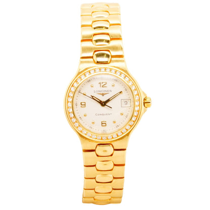 Women's 18K Gold Conquest Diamond Bezel Watch