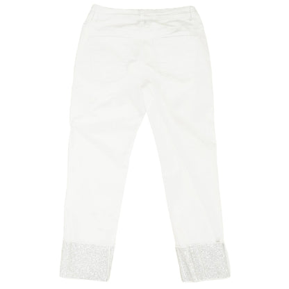 White Solid Mid Rise Slim Leg Jeans