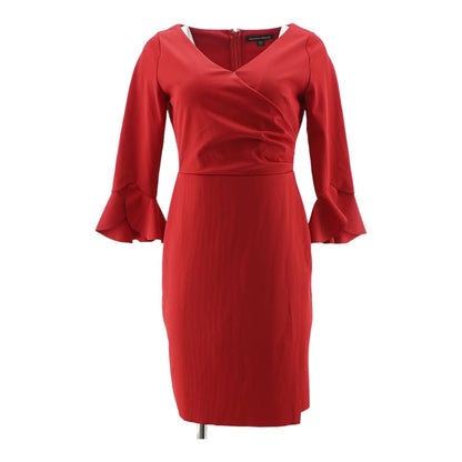 Red Solid Midi Dress