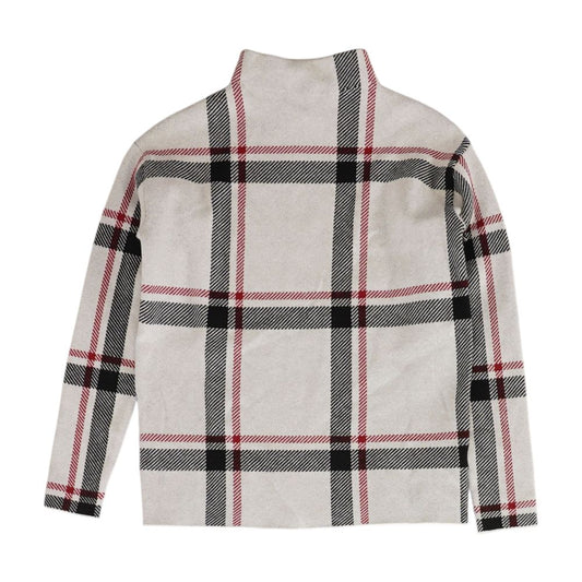 White Plaid Mockneck Sweater