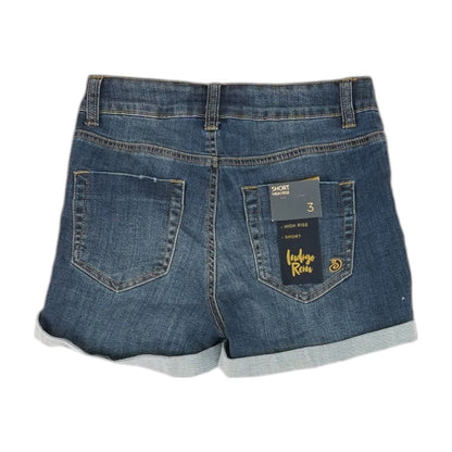 Blue Solid Denim Shorts