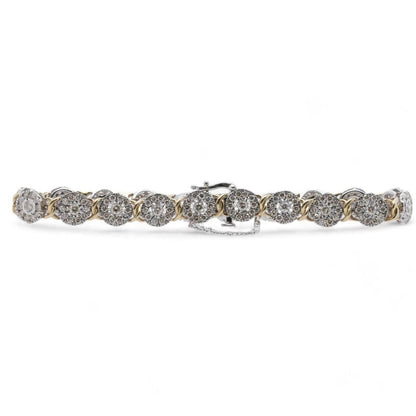 10K Two Tone Gold Illusion Set Diamonds With Halo Line Bracelet