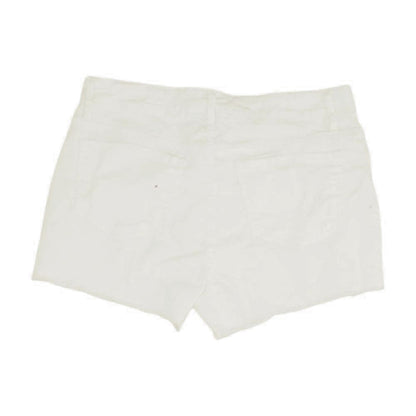 White Solid Denim Shorts