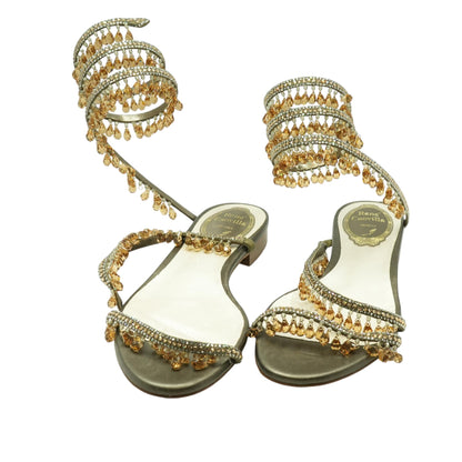 Bronze Chandelier Crystal Flat Sandal