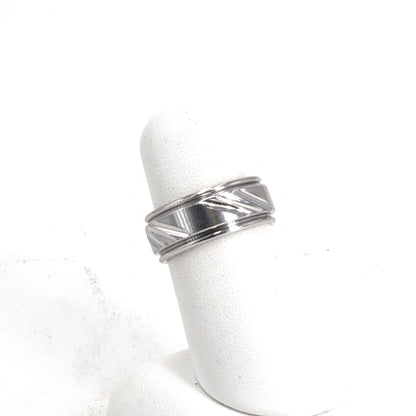 Silver Tone Tungsten Carbide Band