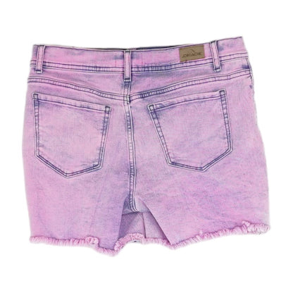 Pink Solid Denim Shorts