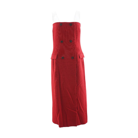 Red Solid Midi Dress