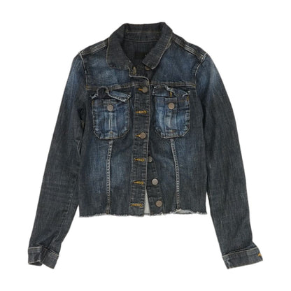 Blue Solid Denim Jacket