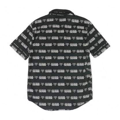 Black Graphic Short Sleeve Button Down