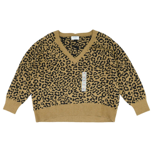 Brown Animal Print V-Neck Sweater