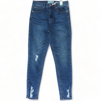 Blue Solid High Rise Skinny Leg Jeans