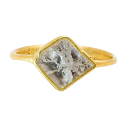 22K Gold Matte Finish Bezel Set Diamond Slice Ring