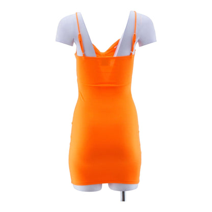 Orange Solid Mini Dress