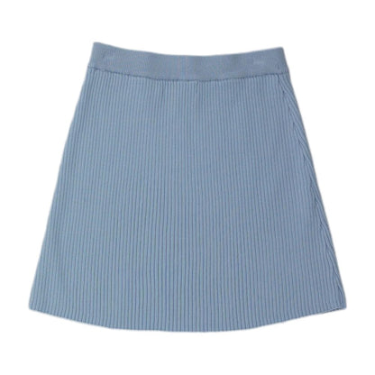 Blue Solid Mini Skirt