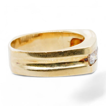 14K Gold Channel Set Diamond Gents Ring