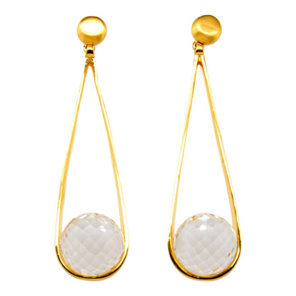 Gold Tone Ipanema Crystal Quartz Drop Earrings